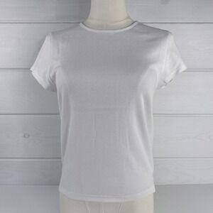 AE American Eagle Ribbed T-Shirt Layering Tee L White Stretch Base Layer 90s Y2K